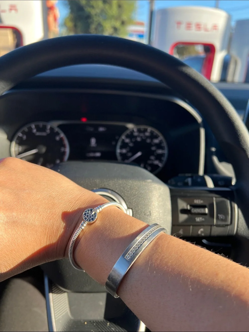 Pandora Silver blue  CZ Accent Cuff and Beaded Bracelet!